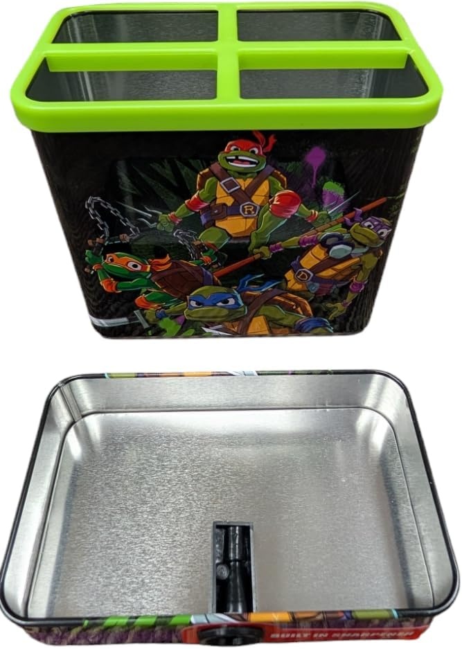 Tin Box Company, Tin Organizer with Sharpener at Bottom, Crayola(TMNT)