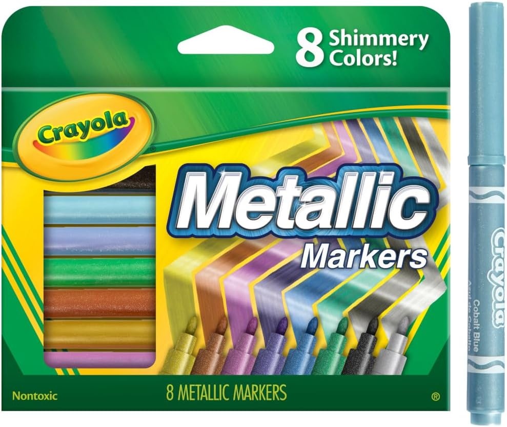 Crayola Metallic Markers, Art Supplies, 8 Count, Colors May Vary(8 Count (Pack of 1))