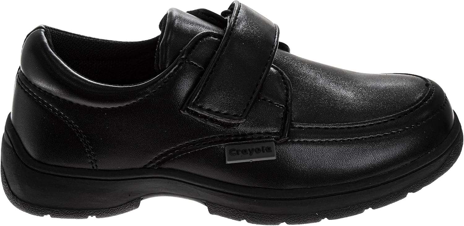 Crayola Boys Black School Uniform Dress Shoes Lace-Up & Strap Styles Classic Formal Shoes Toddler 7–10 Little Kid 11–13 Big Kid 1–4(Jet Black)