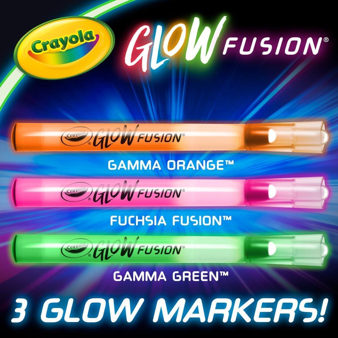 Crayola Glow Fusion, Glow in The Dark Coloring Set with Markers, Alien & Monster Coloring Pages, Gift for Kids(Deluxe)