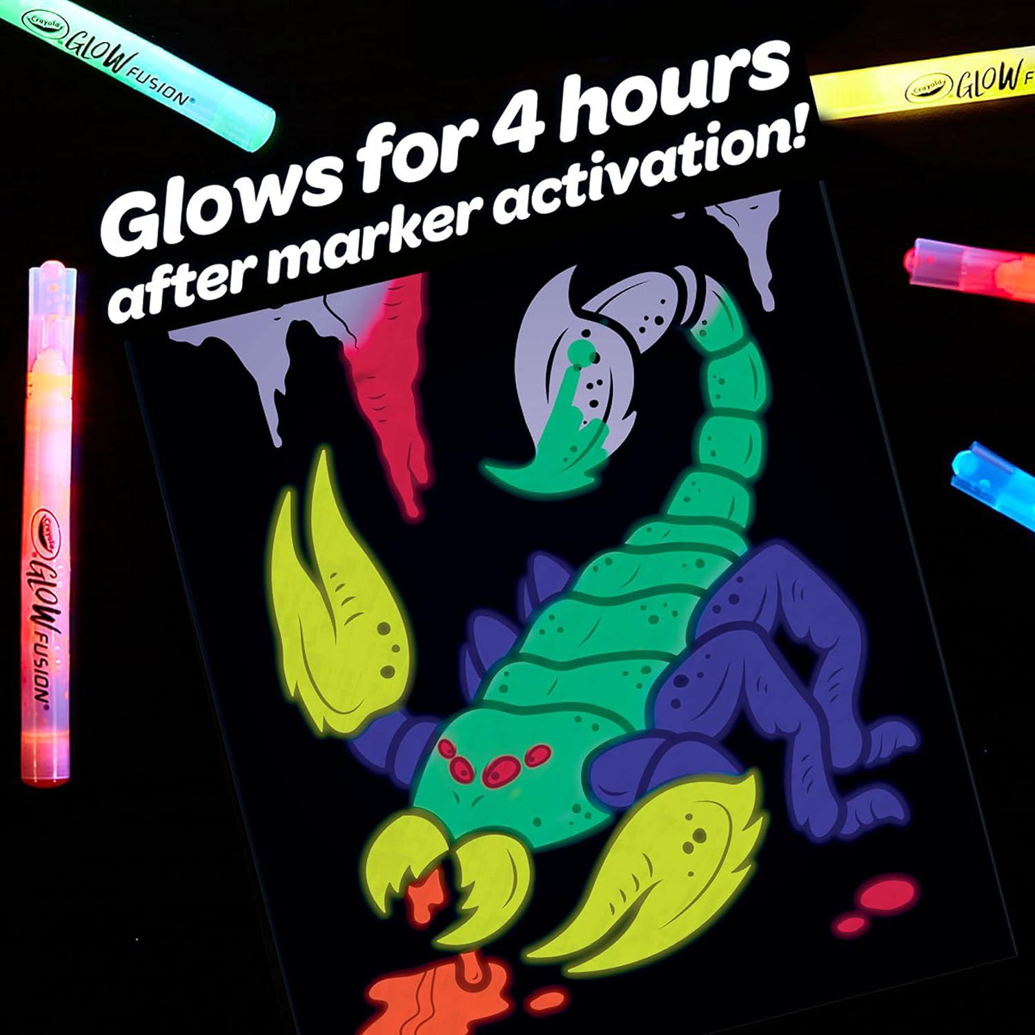 Crayola Glow Fusion, Glow in The Dark Coloring Set with Markers, Alien & Monster Coloring Pages, Gift for Kids(Alien & Monsters)
