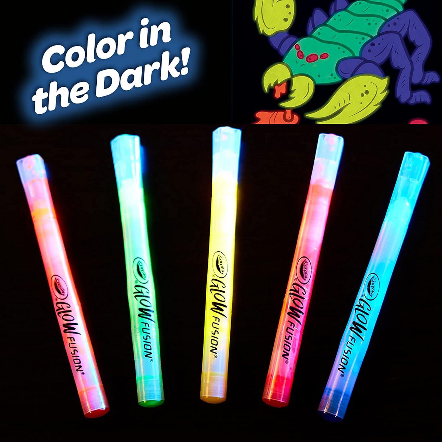 Crayola Glow Fusion, Glow in The Dark Coloring Set with Markers, Alien & Monster Coloring Pages, Gift for Kids(Alien & Monsters)