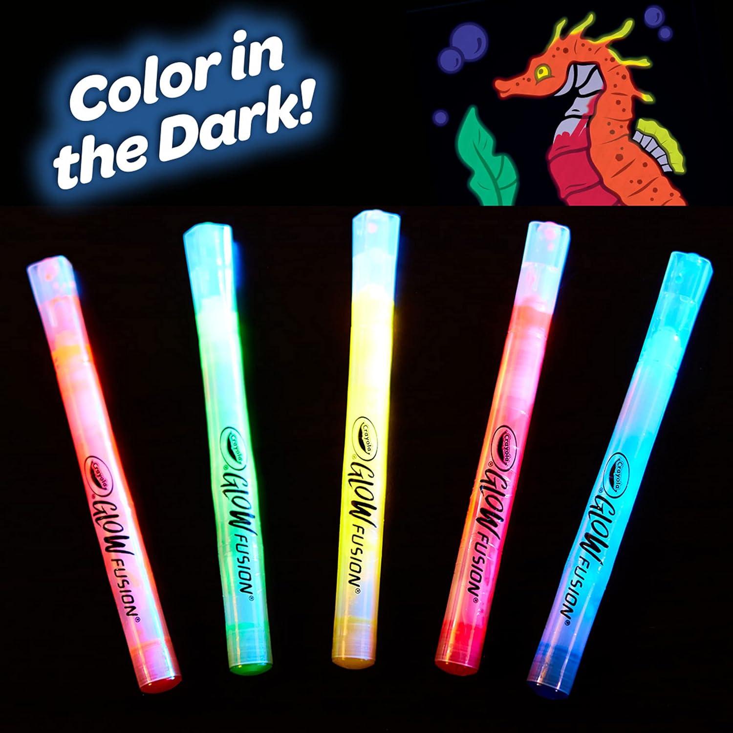 Crayola Glow Fusion, Glow in The Dark Coloring Set with Markers, Alien & Monster Coloring Pages, Gift for Kids(Deep Sea Creatures)