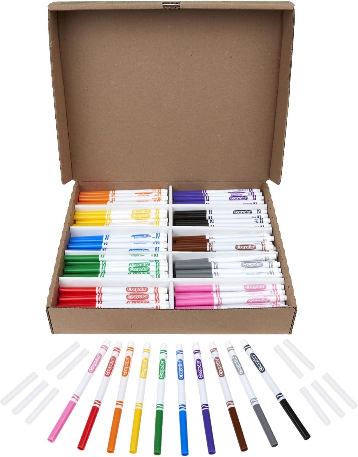 Crayola Fine Line Markers Classpack (200ct), Bulk Kids’ Markers For Preschool, Kindergarten, Elementary School Classrooms, Teacher Classroom Must Haves