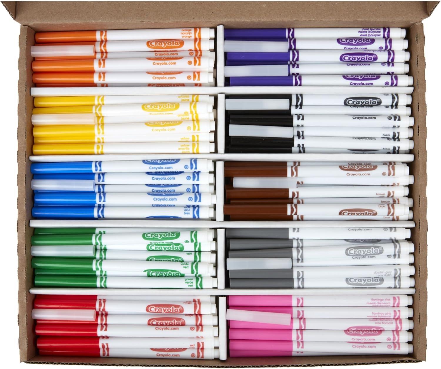 Crayola Fine Line Markers Classpack (200ct), Bulk Kids’ Markers For Preschool, Kindergarten, Elementary School Classrooms, Teacher Classroom Must Haves