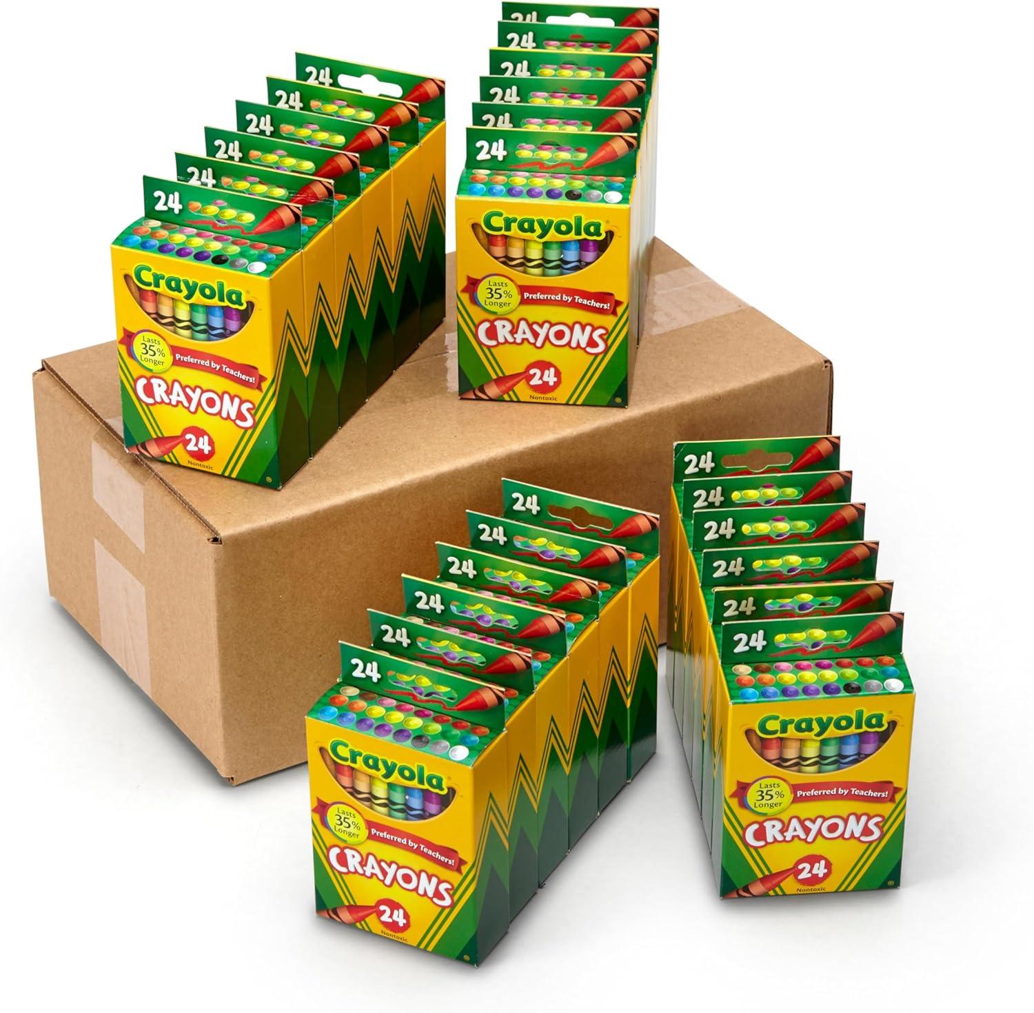 Crayola Crayons Bulk (24 Packs), Coloring Book Supplies, Presharpened Crayons for Kids, Stocking Stuffers, Preschool Classroom Supplies, Gifts, Ages 3+(576 Count (Pack of 3))