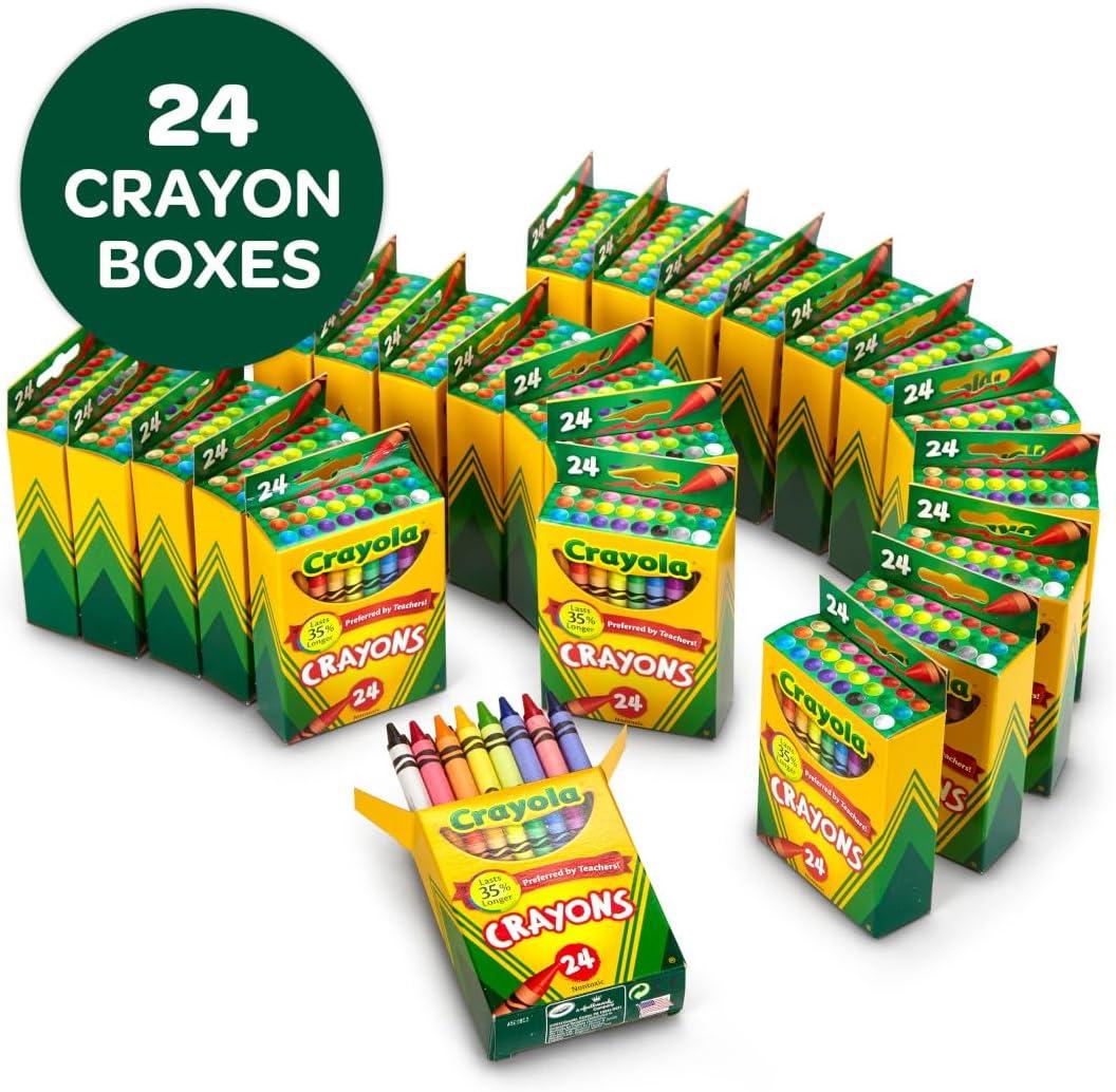 Crayola Crayons Bulk (24 Packs), Coloring Book Supplies, Presharpened Crayons for Kids, Stocking Stuffers, Preschool Classroom Supplies, Gifts, Ages 3+(576 Count (Pack of 3))