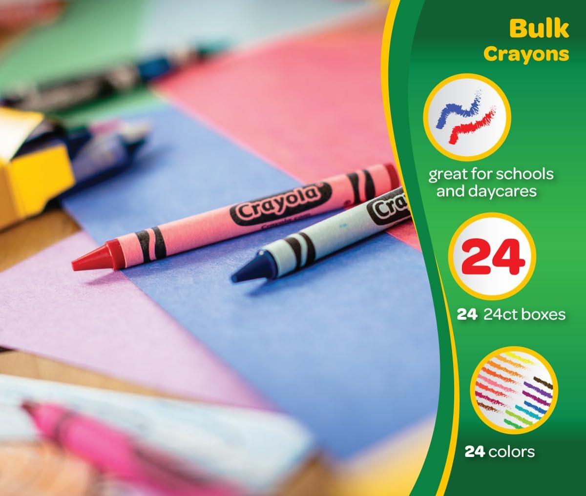 Crayola Crayons Bulk (24 Packs), Coloring Book Supplies, Presharpened Crayons for Kids, Stocking Stuffers, Preschool Classroom Supplies, Gifts, Ages 3+(576 Count (Pack of 1))