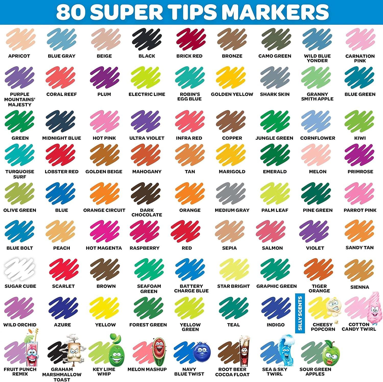 Crayola Supertips Washable Markers (80ct), Bulk Teacher Supplies for Classrooms, Kids Markers for Back to School, Ages 3+ [Amazon Exclusive](1 Count (Pack of 1))