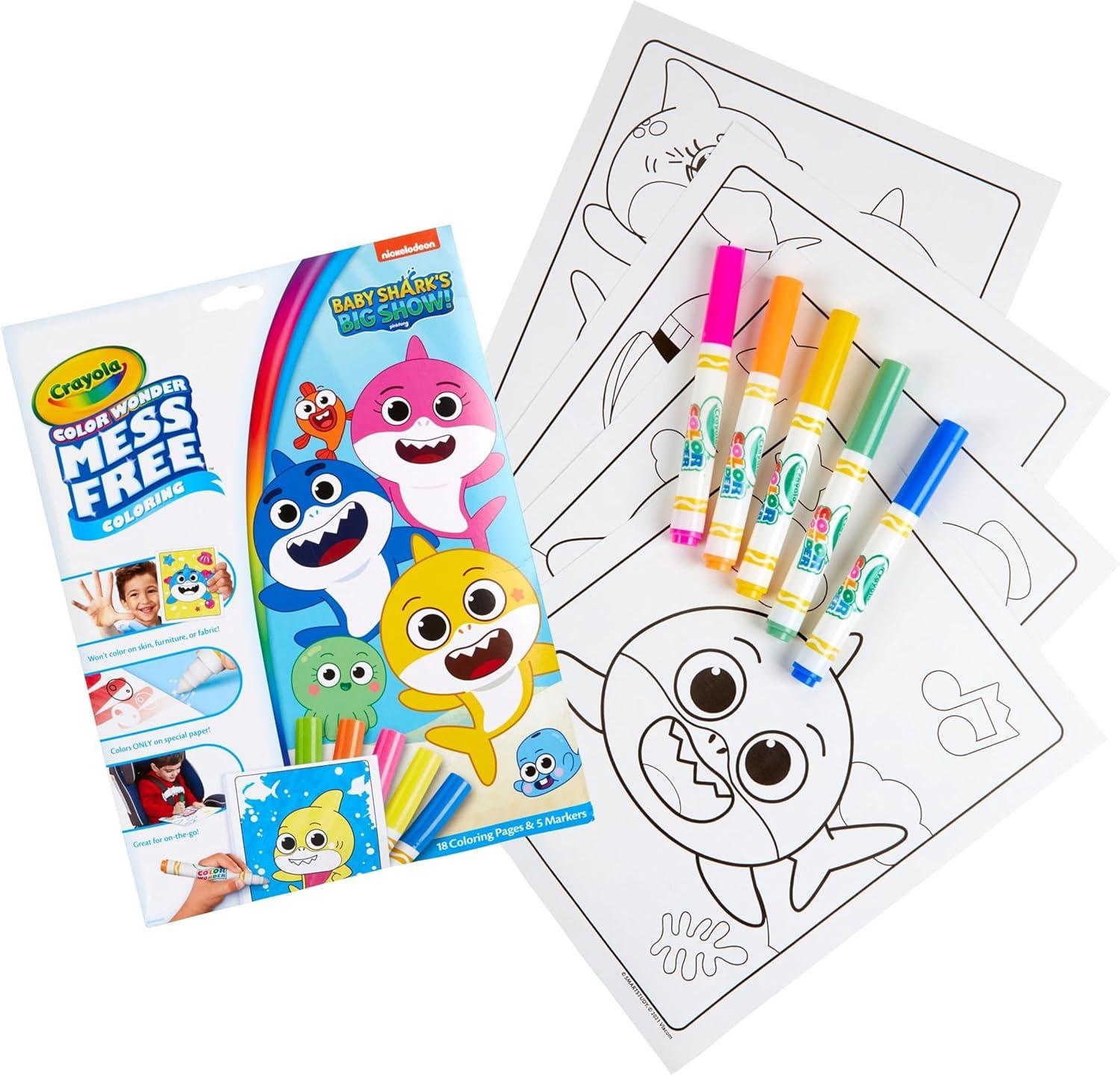 Crayola Color Wonder Prehistoric Pals, Dinosaur Coloring Pages, Mess Free Coloring for Toddlers, Dinosaur Toys, Toddler Travel Activity & Gifts(Baby Shark)