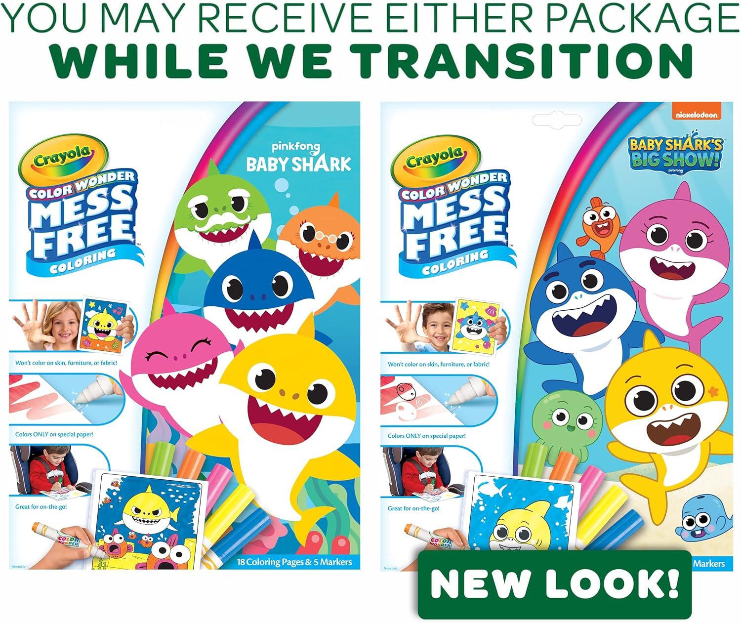 Crayola Color Wonder Prehistoric Pals, Dinosaur Coloring Pages, Mess Free Coloring for Toddlers, Dinosaur Toys, Toddler Travel Activity & Gifts(Baby Shark)