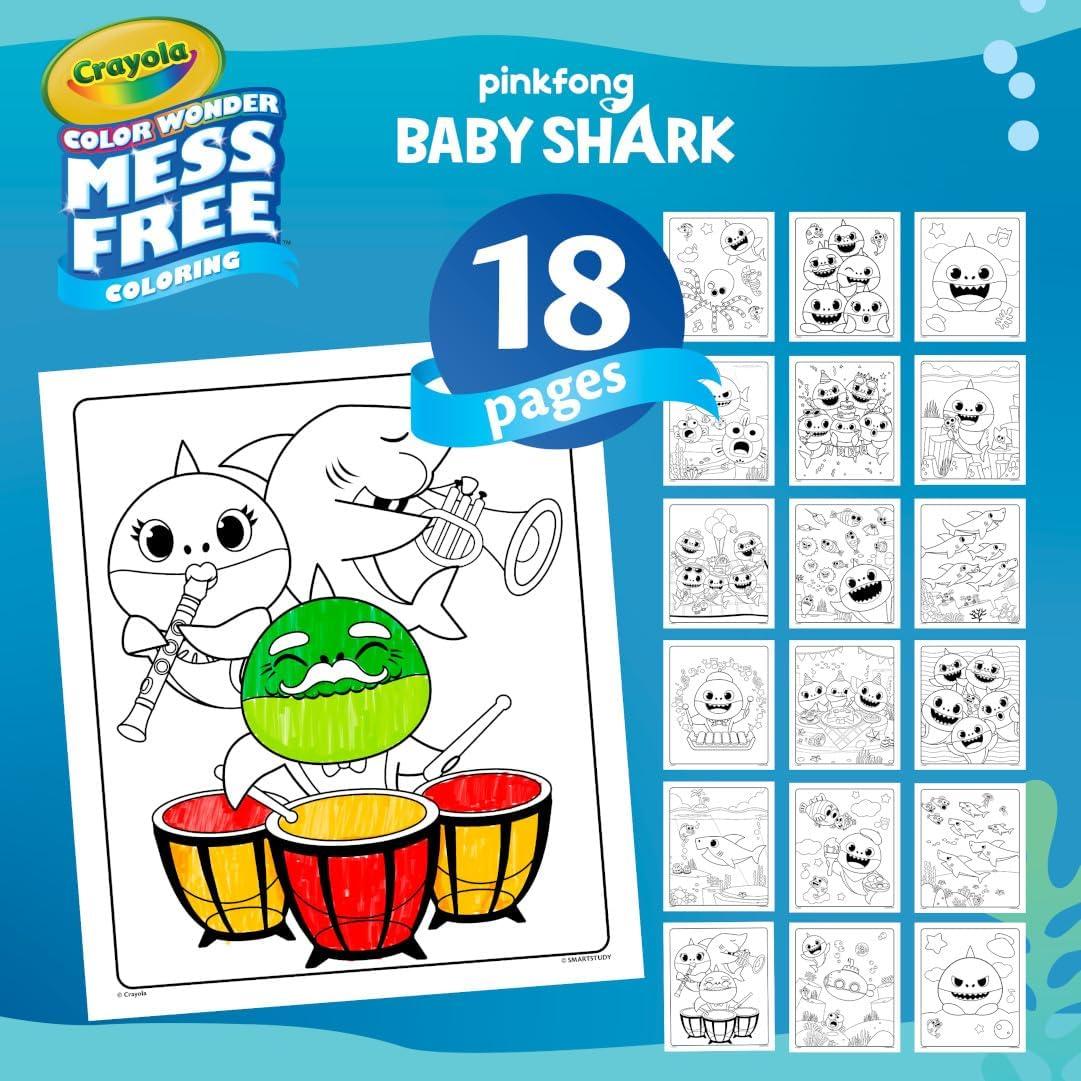 Crayola Color Wonder Prehistoric Pals, Dinosaur Coloring Pages, Mess Free Coloring for Toddlers, Dinosaur Toys, Toddler Travel Activity & Gifts(Baby Shark)