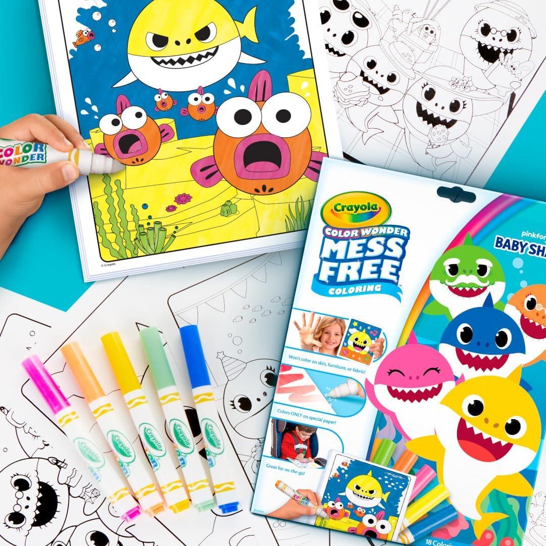 Crayola Color Wonder Prehistoric Pals, Dinosaur Coloring Pages, Mess Free Coloring for Toddlers, Dinosaur Toys, Toddler Travel Activity & Gifts(Baby Shark)