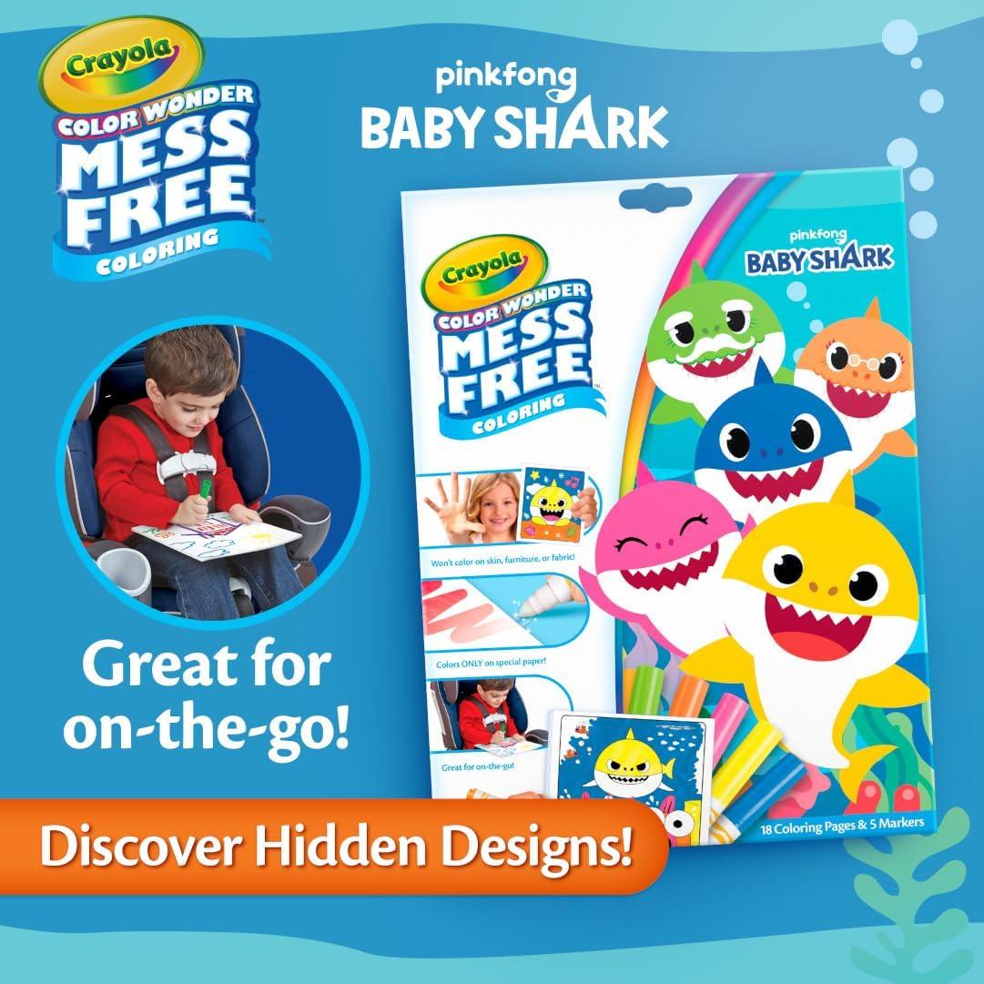 Crayola Color Wonder Prehistoric Pals, Dinosaur Coloring Pages, Mess Free Coloring for Toddlers, Dinosaur Toys, Toddler Travel Activity & Gifts(Baby Shark)