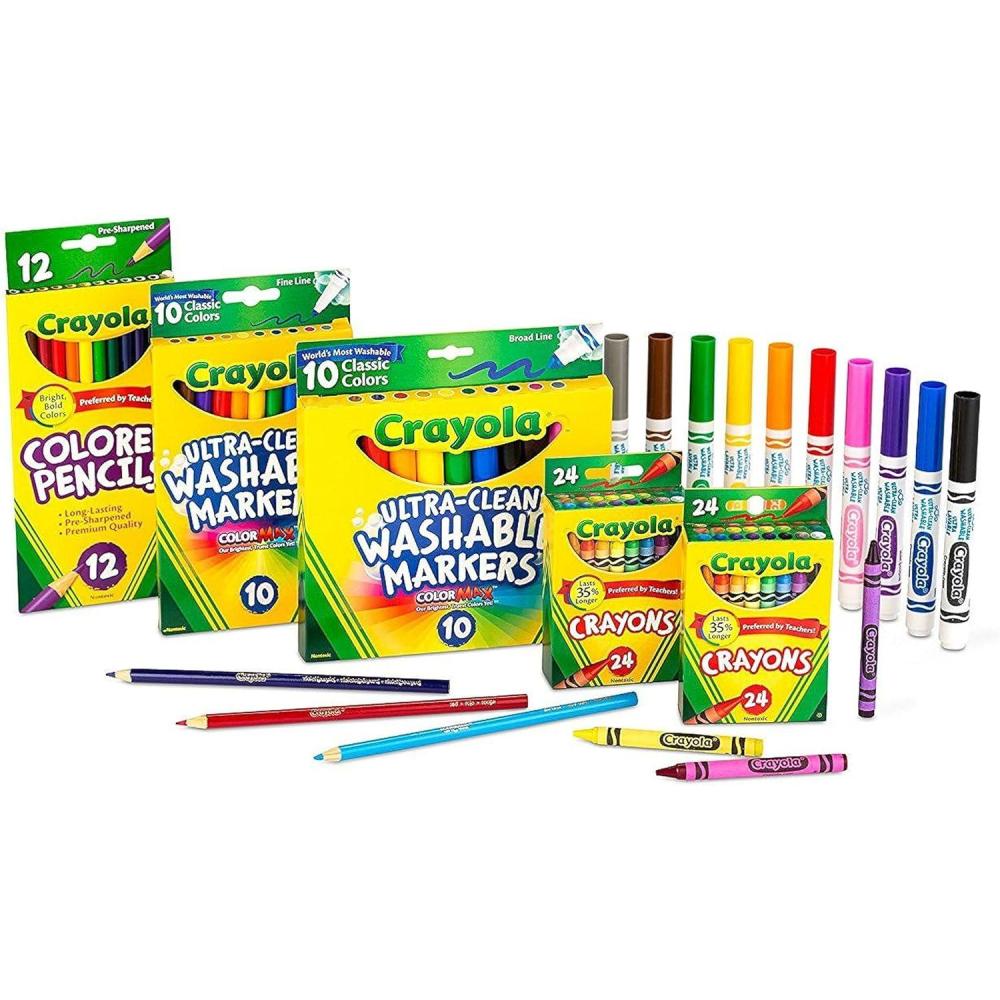 Crayola Art Supplies Set (80ct), Crayons, Markers & Colored Pencils, Coloring Supplies for Classrooms & Teachers, Gift for Kids [Amazon Exclusive](Standard Packaging)
