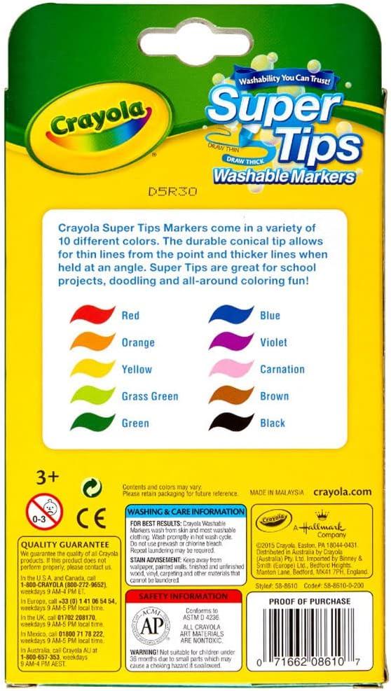 Crayola Supertips Washable Markers (80ct), Bulk Teacher Supplies for Classrooms, Kids Markers for Back to School, Ages 3+ [Amazon Exclusive](1 Count (Pack of 10))