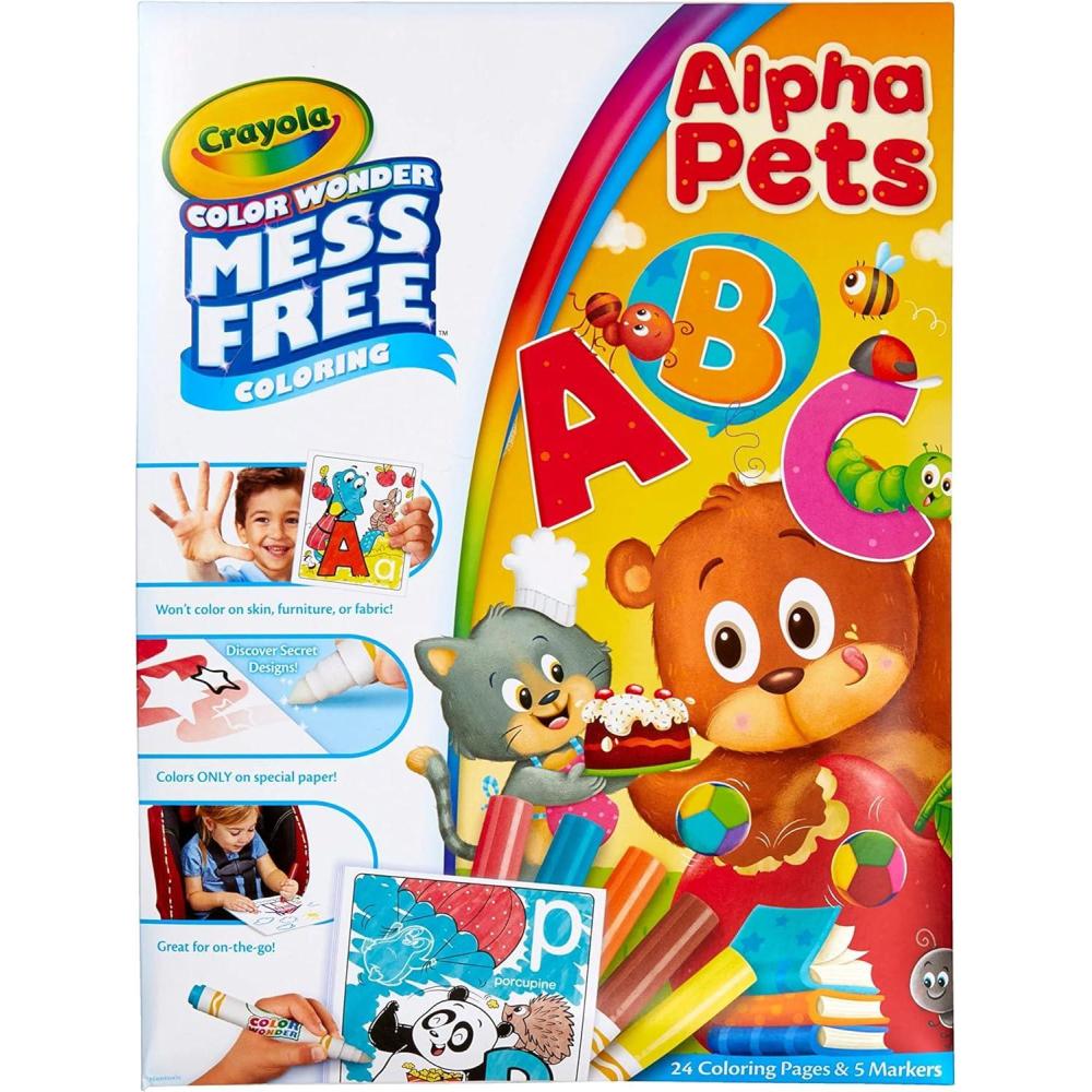 Crayola Color Wonder Prehistoric Pals, Dinosaur Coloring Pages, Mess Free Coloring for Toddlers, Dinosaur Toys, Toddler Travel Activity & Gifts(Alpha Pets)