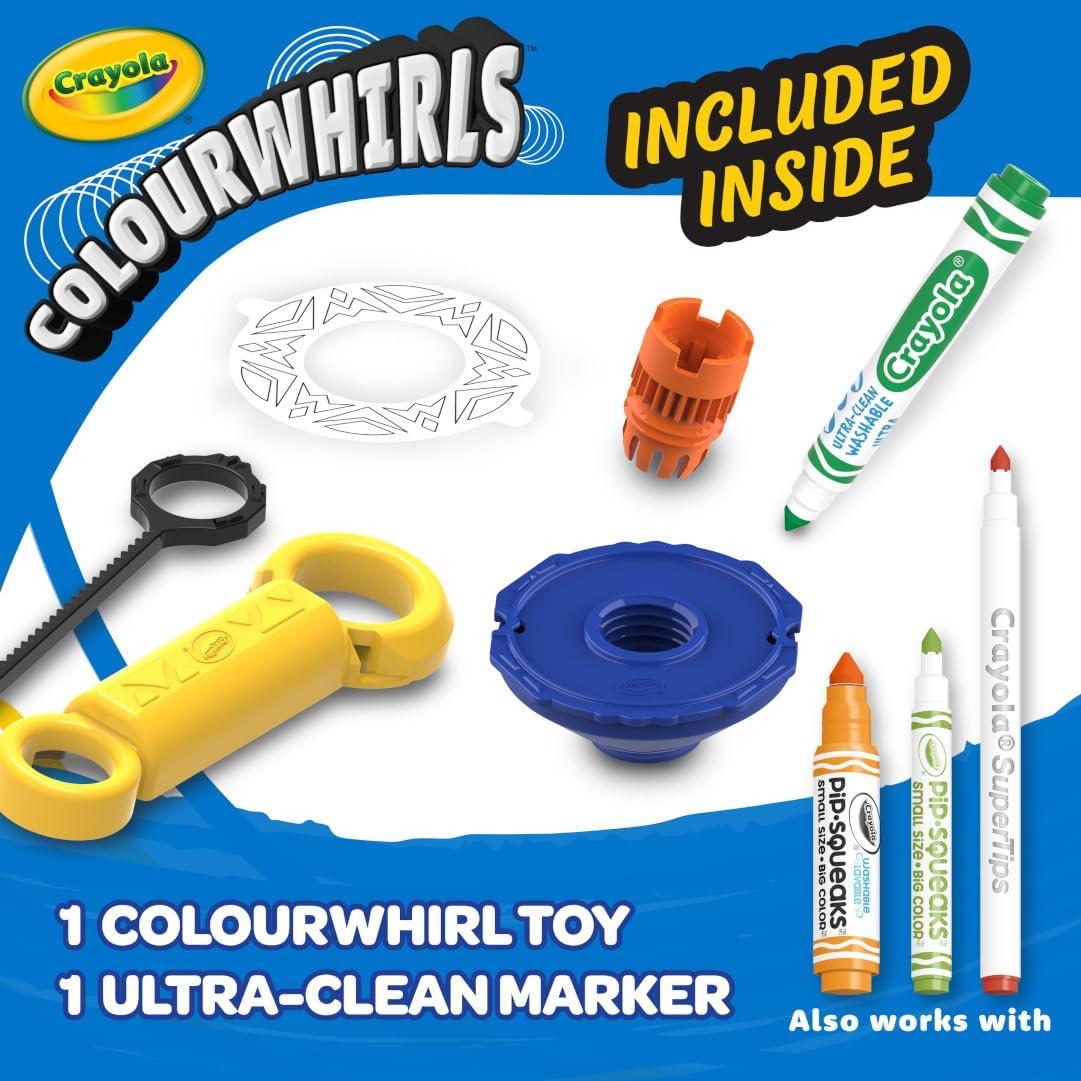 Crayola Colourwhirls (3ct), Spin Art Toy, Battling Spinning Top Toy for Kids, 1 Launcher, Arts & Crafts Kit, Gift for Boys & Girls, Ages 6, 7, 8(Single)