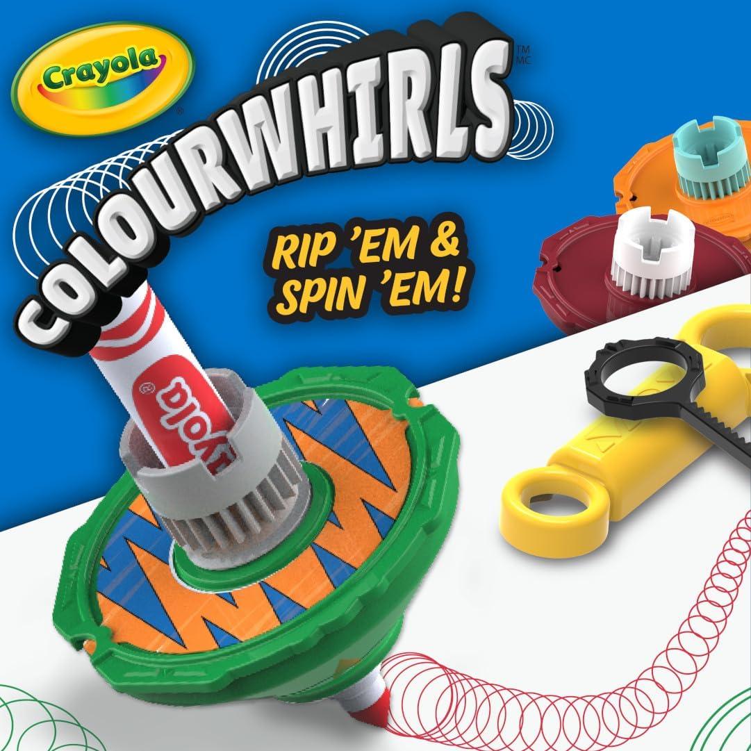 Crayola Colourwhirls (3ct), Spin Art Toy, Battling Spinning Top Toy for Kids, 1 Launcher, Arts & Crafts Kit, Gift for Boys & Girls, Ages 6, 7, 8(Single)