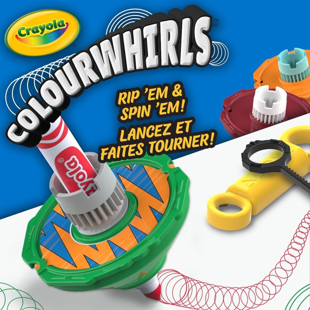 Crayola Colourwhirls (3ct), Spin Art Toy, Battling Spinning Top Toy for Kids, 1 Launcher, Arts & Crafts Kit, Gift for Boys & Girls, Ages 6, 7, 8(Multpack)
